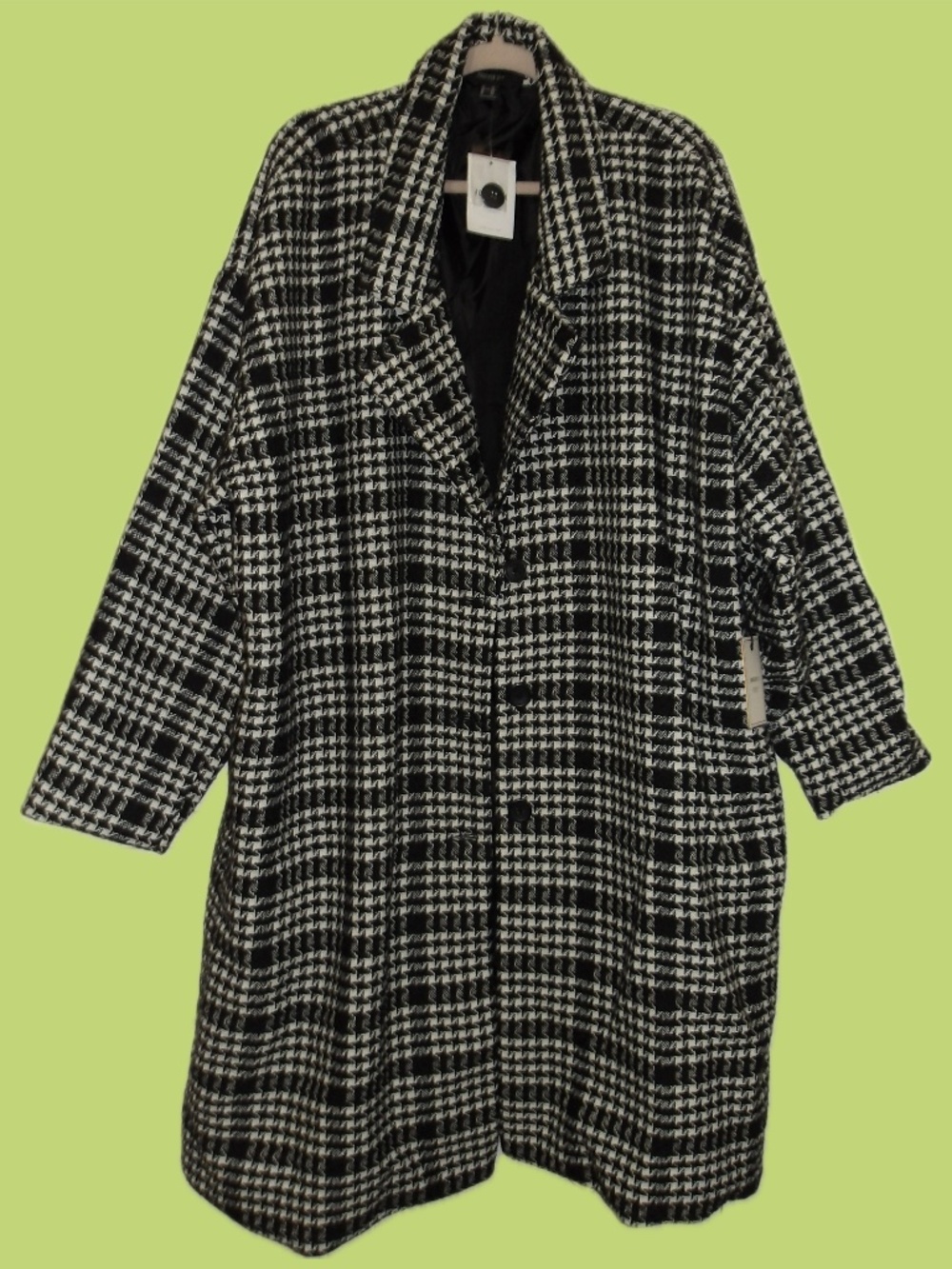 Forever 21 Premium Label Plus Size 3X Black & White Houndstooth Peacoat – NWT